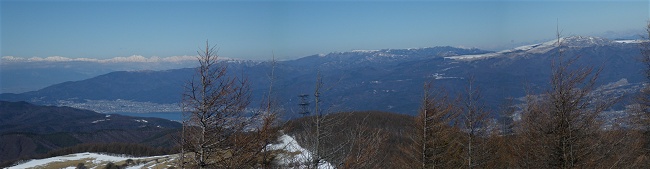 北アルプス北部、諏訪湖、美ヶ原〜霧ヶ峰、車山高原。